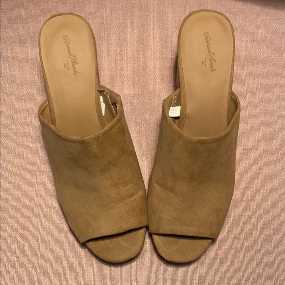 Universal Thread Cork Slip On Block Heel Mules